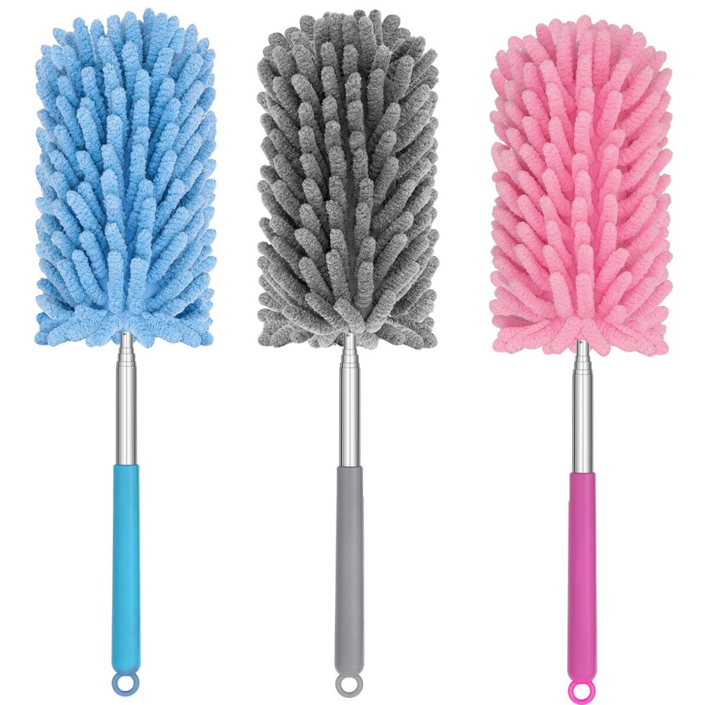 TIMIVO Mini Duster for Cleaning, 360 Bendable Hand Dusters with Extension Pole, Washable Small Duster for Car Interior, Office, Furniture
