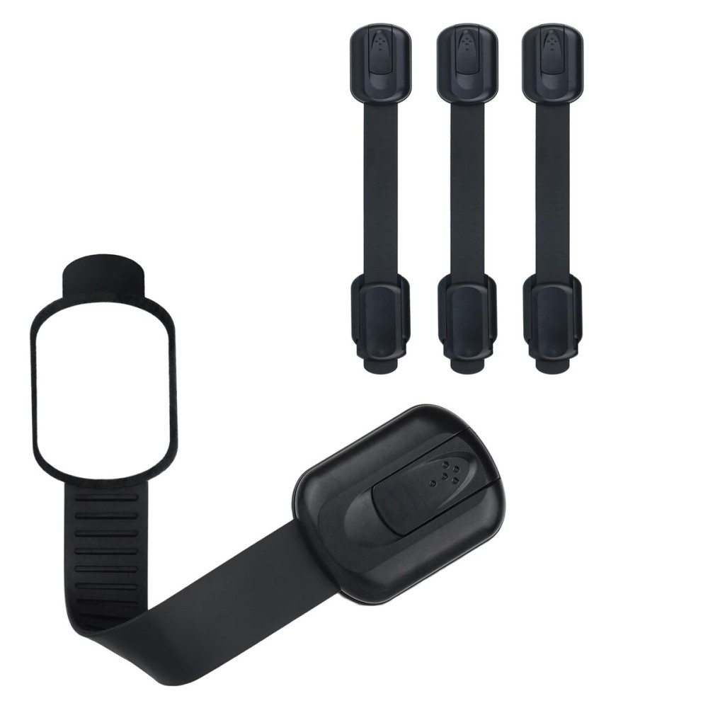 CUTESAFETY - Child Safety Cabinet Locks (4 Pack) - Adjustable Baby Proofing Strap Latches with Strong 3M Adhesive - No Drill Childproof Locks for Drawers, Cabinets, Fridge, Door, Closet, Black