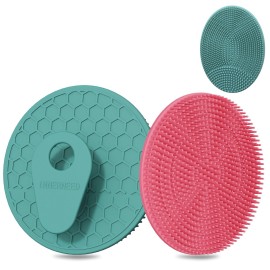 INNERNEED Food Grade Silicone Body Scrubber Gentle Exfoliating Brush for Women Men Deep Clean for All Skin Types, More Hygienic and Well Lather (Dark Green+Pink)