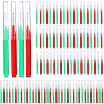 Patelai 100 Pieces Braces Brush for Cleaner Interdental Brush Toothpick Dental Tooth Flossing Head Oral Dental Hygiene Flosser Toothpick Cleaners Tooth Tool(Green, Red,Proper Size)