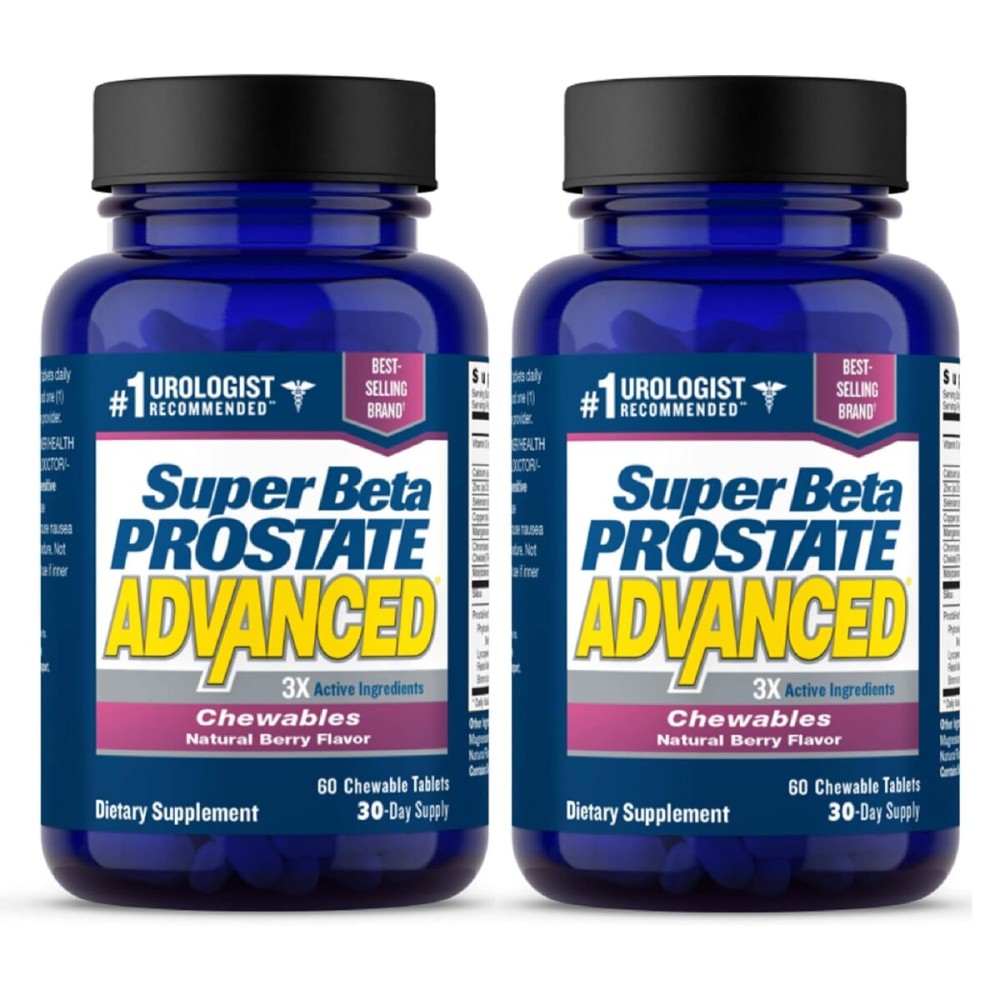 SUPER BETA PROSTATE Advanced Chewables - Prostate Support Supplement for Men\'s Health (120 Chews, 2-Pack)