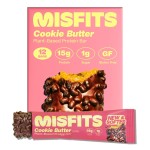 Misfits Vegan Protein Bars - Speculoos Cookie Butter | Nutrition Bars - 15g Protein, 1g Sugar, Plant-based, Low Carb, Non-GMO, Gluten Free Snacks | Pack of 12
