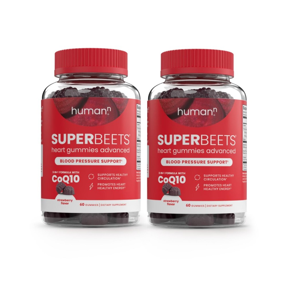 Humann SuperBeets Heart Gummies Advanced - CoQ10 150 mg Plus Beet Root Powder & Grape Seed Extract, 120 Count