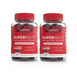 Humann SuperBeets Heart Gummies Advanced - CoQ10 150 mg Plus Beet Root Powder & Grape Seed Extract, 120 Count
