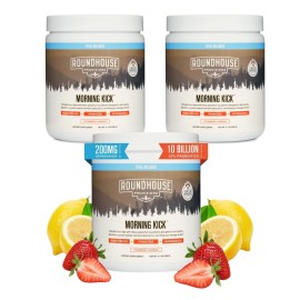 ROUNDHOUSE PROVISION Morning Kick, Greens Superfood Powder Supplement with Ashwagandha, Collagen & Probiotics - Sugar Free, Caffeine Free (3 Pack, Strawberry Lemonade Flavor) by Chuck Norris