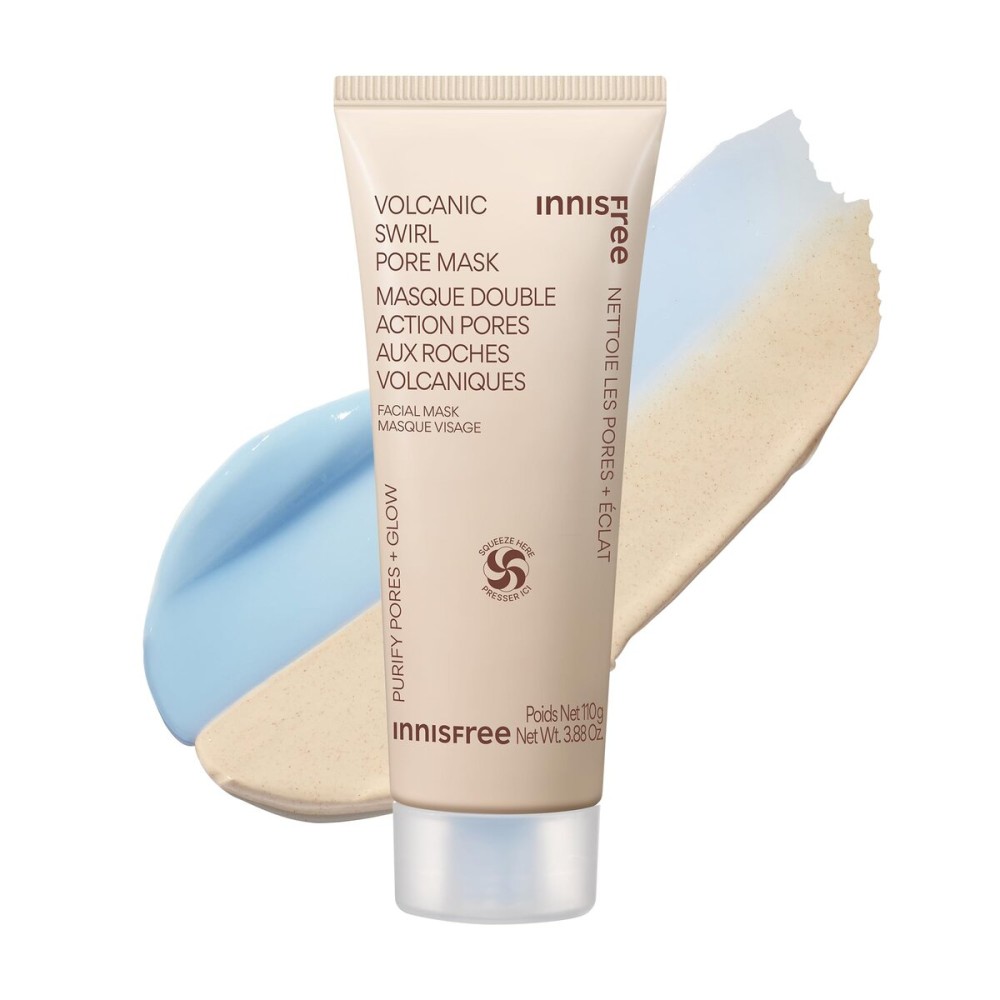 innisfree Volcanic Swirl Pore Clay Mask, 2-in-1 Korean Skincare for Exfoliating & Hydrating, For Oily & Dry Skin