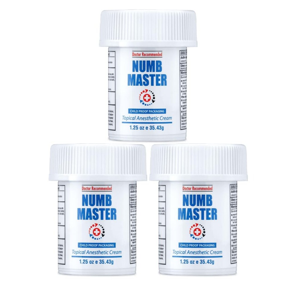 Clinical Resolution Numb Master 5% Lidocaine Numbing Cream Maximum Strength for Pain Relief, Fast Acting Topical Anesthetic Burn Itch with Vitamin E and Aloe, OTC Hemorrhoid Treatment 1.25 Oz 3pk