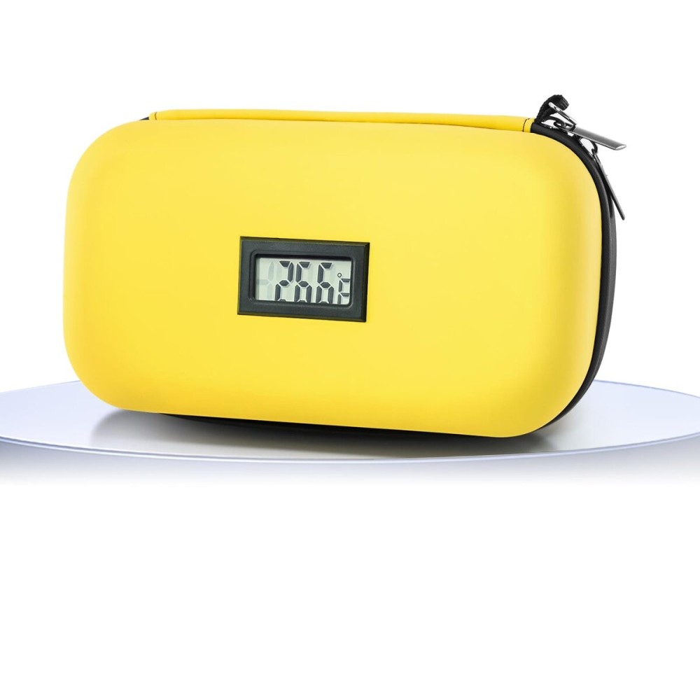 Gosemai Insulin Cooler Travel Case TSA Approved Medication Diabetic Cooler for Travel with Temperature Display Refrigerated Medicine Organizer Bag with 2 Ice Pack (Yellow)