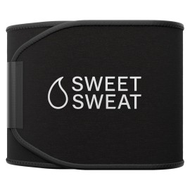 Sports Research Sweet Sweat Waist Trimmer (Core Series) - Premium Sweat Enhancing Fitness Band for Women & Men Black/White