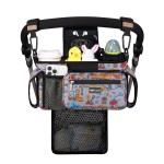 TOPDesign Universal Baby Stroller Organizer, Stroller Caddy with Detachable Mesh Bag & Heightened Insulated Cup Holders & Non-Slip Secure Hooks Accessories, Fits Most Strollers (Construction Trucks)