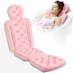 Full Body Bath Pillow for Bathtub, Thick Bathtub Cushion with Laundry Bag, Luxury Tub Pillow for Bath for Headrest Neck and Back Support Pink 56 x 16
