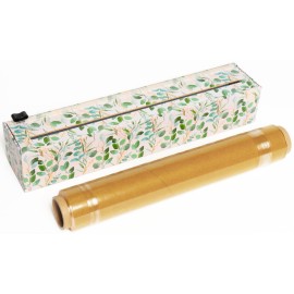 ChicWrap Eucalyptus Refillable Plastic Wrap Dispenser - One 12 x 250\' Roll of Professional Grade Plastic Wrap - BPA Free and Kosher Certified - Reusable Dispenser w/Slide Cutter