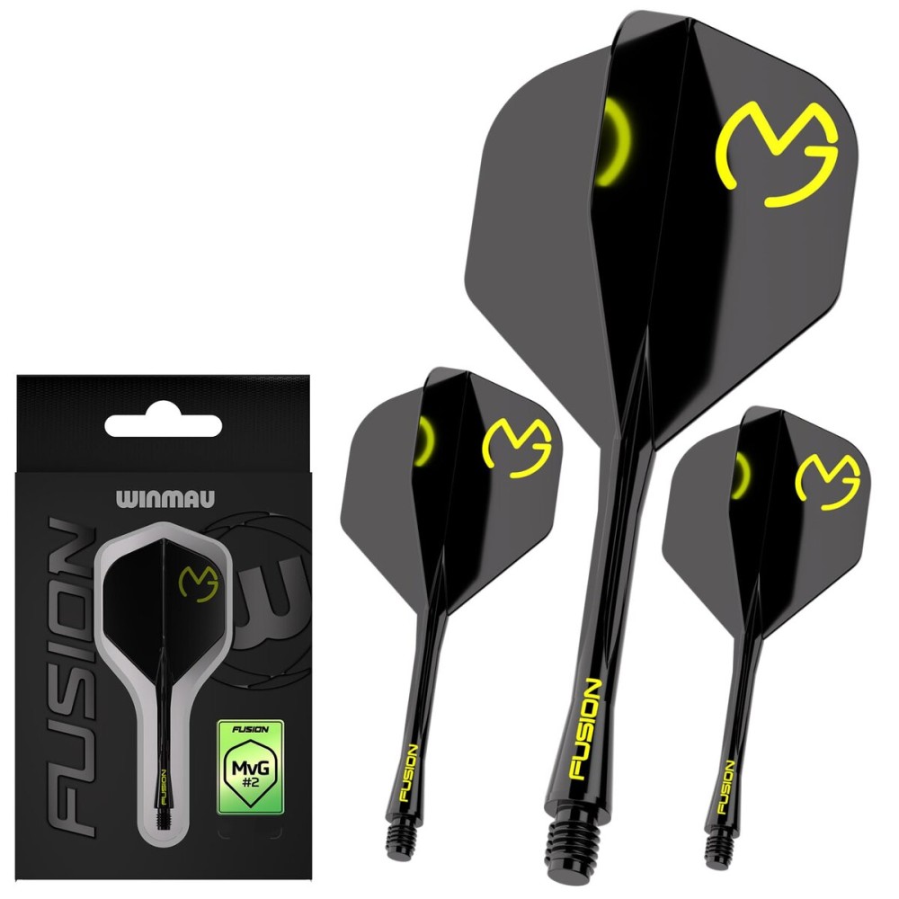 Winmau Darts Fusion Integrated Flight & Shaft System - No.2 Shape & Design - Mvg Design, Medium Length