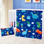 Cloele Crib Bedding Set for Boys Girls- 3 Piece Dinosaur Baby Bedding Set Soft Comforter Bed Set Includes Toddler Pillowcase Crib Sheet Baby Quilt - Nursery Bedding Set for Boys-Colorful Dinosaur
