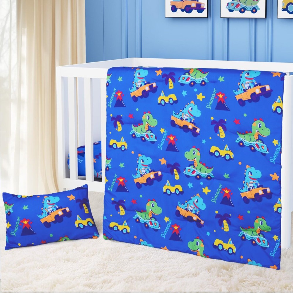 Cloele Dinosaur Crib Bedding Sets for Boys - 3 Piece Standard Size Baby Bedding Set Includes Crib Comforter Fitted Sheet Toddler Pillowcase - Nursery Bedding Set for Boys and Girls