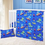 Cloele Dinosaur Crib Bedding Sets for Boys - 3 Piece Standard Size Baby Bedding Set Includes Crib Comforter Fitted Sheet Toddler Pillowcase - Nursery Bedding Set for Boys and Girls
