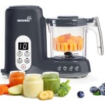 GROWNSY Baby Food Maker with Steam Basket, One Step Baby Food Processor Steamer Puree Blender Grinder Mills Machine, Auto Cooking Grinding and Sterili-zing for Healthy Homemade Baby Food, Dark Grey