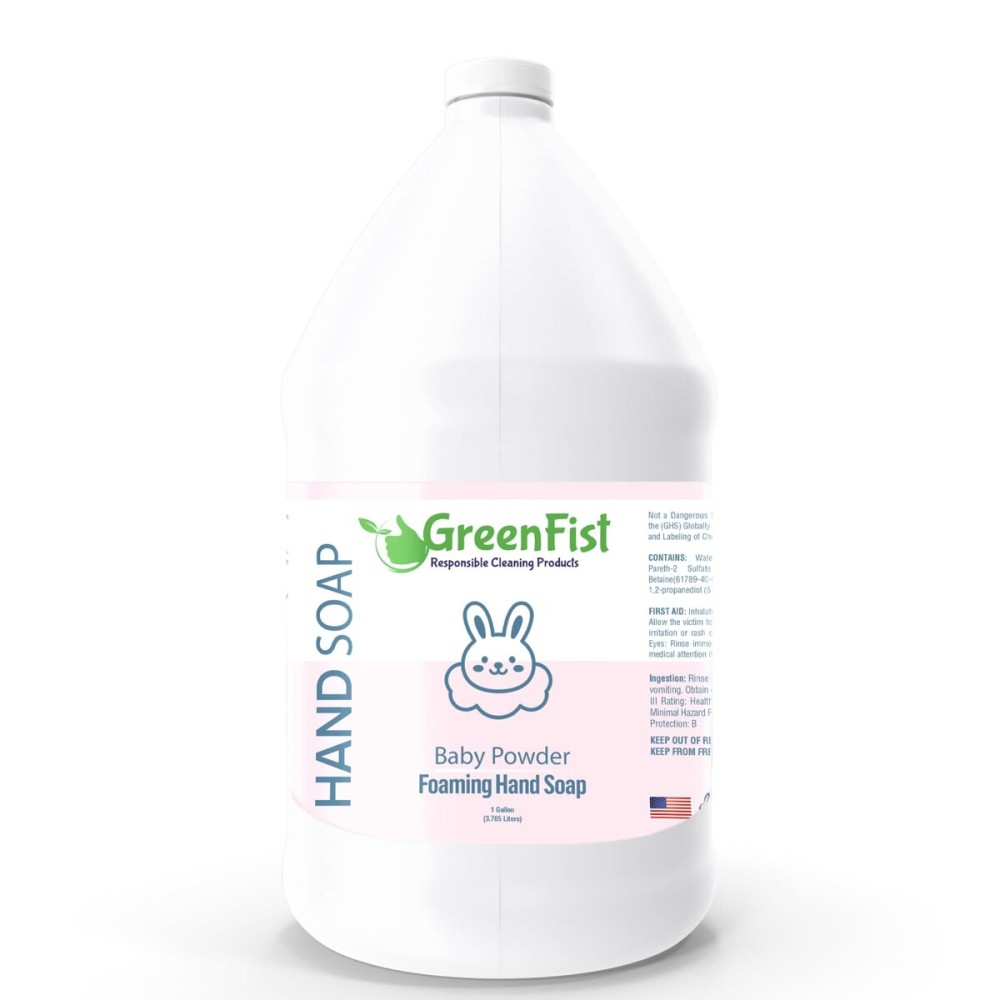 GreenFist Foaming Hand Soap Refills Baby Powder Scent Jug Foam Refill Made in USA, 128 ounce (1 Gallon)