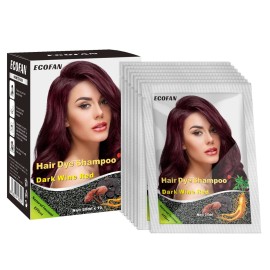 10 PCS Dark Wine Red Hair Dye Shampoo 3 in 1, Burgundy Hair Dye for Men Women, Red Hair Shampoo - Easy To Use, Long Lasting Herbal Red Hair Dye (Dark wine red)