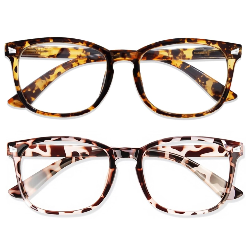 WINTOO Blue Light Glasses for Woman Men | 99% Blue Light Blocking Glasses for Computer Gaming TV Phone Screen Square Frame | Anti Eyestrain & UV Glare Protection - 2 Pair