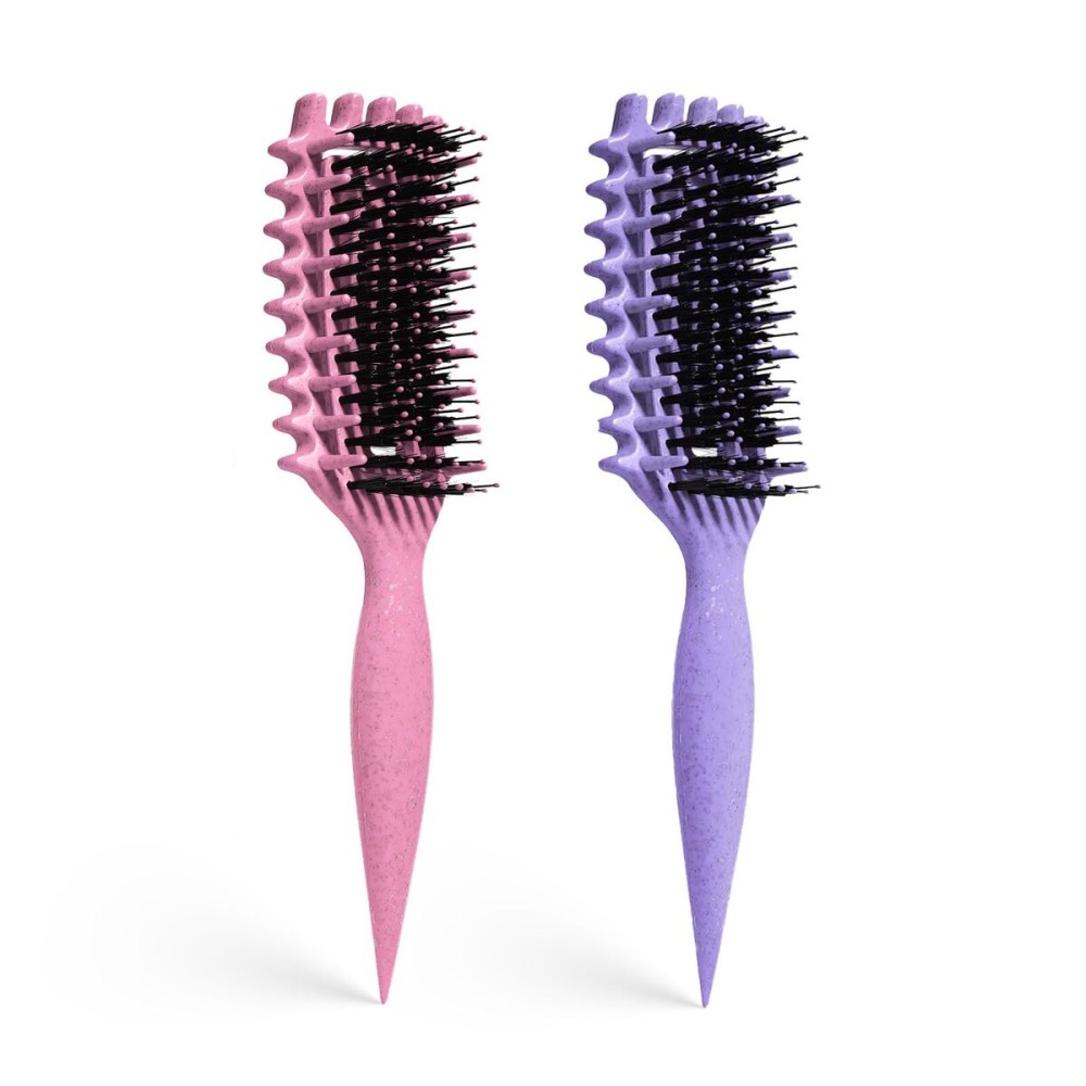 Curly Hair Brush Candybrush Curl Defining Brush for Detangling Shaping and Defining Curls for Women, Men, Wet & Dry Hair (Purple Pink)