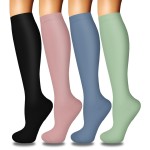 4 Pairs Compression Socks for Women Circulation-Best Support for Nurses,Running,Athletic,Travel L-XL