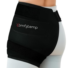 Comfytemp FSA Wearables Hip Ice Pack Wrap for Sciatica, Hip Replacement, Fracture, Ice Bags for Injuries, Reusable Gel Ice Pack Cold Compress Hip Brace Christmas Birthday Gifts (S/M) - Black