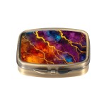 Dynippy Pill Case Pill Box with Mirror Retro Pocket 2 Compartment Medicine Case Vitamin Pill Organizer for Pocket Purse and Travel (A-Colourful Marble Pattern)