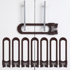 CUTESAFETY - Sliding Cabinet Locks Baby Proofing - Adjustable Child Safety Latches for Knobs & Handles - 8 Pack - No Adhesive Drilling or Tools - Brown