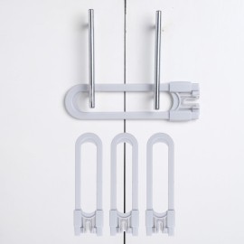 CUTESAFETY - Sliding Cabinet Locks Baby Proofing - Adjustable Child Safety Latches for Knobs & Handles - 4 Pack - No Adhesive Drilling or Tools - Gray