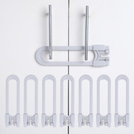 CUTESAFETY - Sliding Cabinet Locks Baby Proofing - Adjustable Child Safety Latches for Knobs & Handles - 8 Pack - No Adhesive Drilling or Tools - Gray