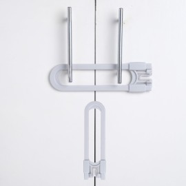 CUTESAFETY - Sliding Cabinet Locks Baby Proofing - Adjustable Child Safety Latches for Knobs & Handles - 2 Pack - No Adhesive Drilling or Tools - Gray