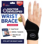 Doctor Developed Wrist Brace, Wrist Wraps for Carpal Tunnel Arthritis, Tendonitis, Hand Support, Ideal for Fitness, Weightlifting - Handbook Included (Large-1 Pack)
