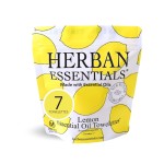 Herban Essentials - Lemon Wipes & Towelettes - Essential Oil Wipes for Make Up, Hands, Face & Body - Travel Size Essentials & Toiletries - Natural, Individually Wrapped, Disposable & Moist (7 count)