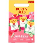 Burt\'s Bees Christmas Gifts - Face Mask Bundle Set, Hydrating Watermelon, Calming Rose, & Refreshing Cucumber, Face Sheet Masks for Single Use Skin Care, 99% Natural Origin, 3 Count, 0.33oz Each