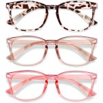 WINTOO Blue Light Glasses for Woman Men | 99% Blue Light Blocking Glasses for Computer Gaming TV Phone Screen Square Frame | Anti Eyestrain & UV Glare Protection - 3 Pair