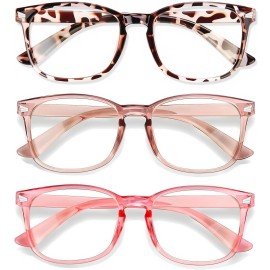 WINTOO Blue Light Glasses for Woman Men | 99% Blue Light Blocking Glasses for Computer Gaming TV Phone Screen Square Frame | Anti Eyestrain & UV Glare Protection - 3 Pair