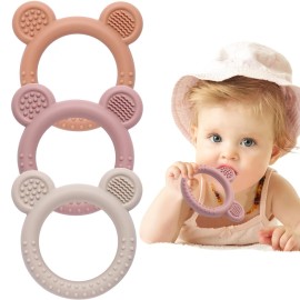 Eascrozn Baby Teething Toys 3-6 Months, Teethers for Babies 6-12 Months, Silicone Teething Ring Toys Easy to Grasp, Teething Relief for Baby Infant Toys, BPA Free
