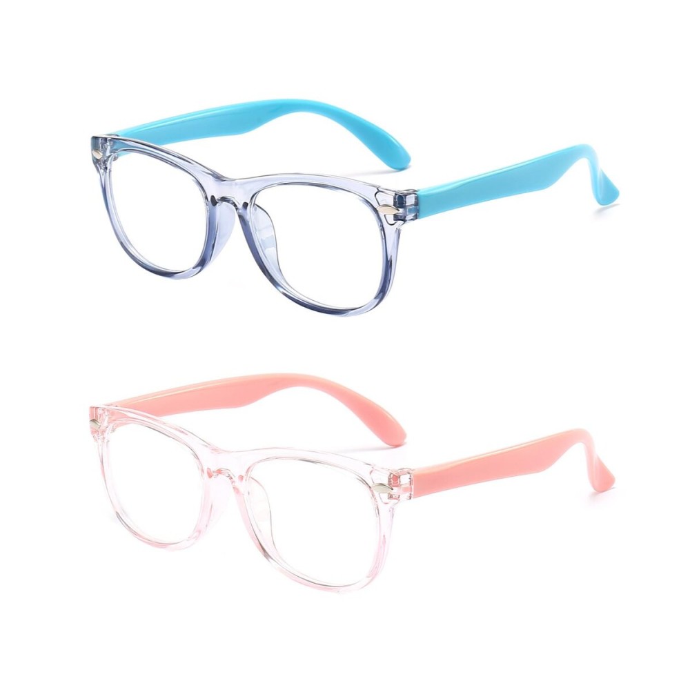 FANNYGO 2 Pack kids Blue Light Blocking Glasses For Girls And Boys Computer Blue Light Blocking Glasses For Age 3-11 (Light blue + Light pink)