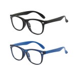 FANNYGO 2 Pack kids Blue Light Blocking Glasses For Girls And Boys Computer Blue Light Blocking Glasses For Age 3-11 (Black + Dark blue)