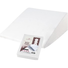 CirclesHome Wedge Pillow Cover 100% Cotton, Zippered Wedge Pillow Case Protector, Soft, Hypoallergenic & Breathable - White, (24Wx25Lx12)