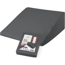 CirclesHome Wedge Pillow Cover 100% Cotton, Zippered Wedge Pillow Case Protector, Soft, Hypoallergenic & Breathable -Dark Grey, (25Wx26Lx7.5)