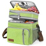 MIYCOO Lunch Bag & Lunch Box for Women Men, Double Deck Leakproof Insulated Soft Large Adult Camping Cooler bag for Work, Beach, Picnic, Travel (Green, 15L)