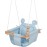 Monkey & Mouse Baby Swing, Pale Blue Indoor Outdoor Portable Hanging Chair - Infant & Toddler Kids 6 Months - 4 Years, Cotton Canvas & Beech Wood Frame, Sensory Hammock Boy & Girl Seat w/Wooden Toys