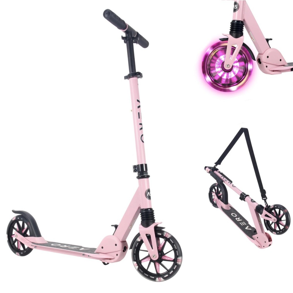 Aero Scooter for Kids 6-12 & Teens | Light Up Big Wheels & Shock Absorption | Boys Girls 2 Wheels Kick Scooter | Foldable & Height Adjustable, 176lbs Max