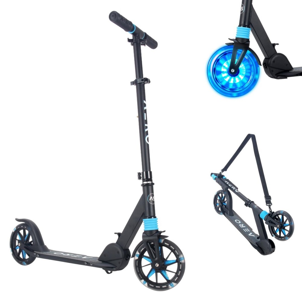 Aero Scooter for Kids 6-12 & Teens | Light Up Big Wheels & Shock Absorption | Boys Girls 2 Wheels Kick Scooter | Foldable & Height Adjustable, 176lbs Max