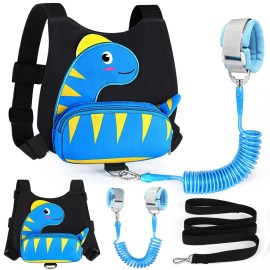 Accmor Toddler Harness Wrist Leash with Anti Lost Wrist Link, Cute Dinosaur Kids Back Pack Child Walking Restraints Holder Straps Belt Tether to Keep Baby Boys Girls Close While Outdoor