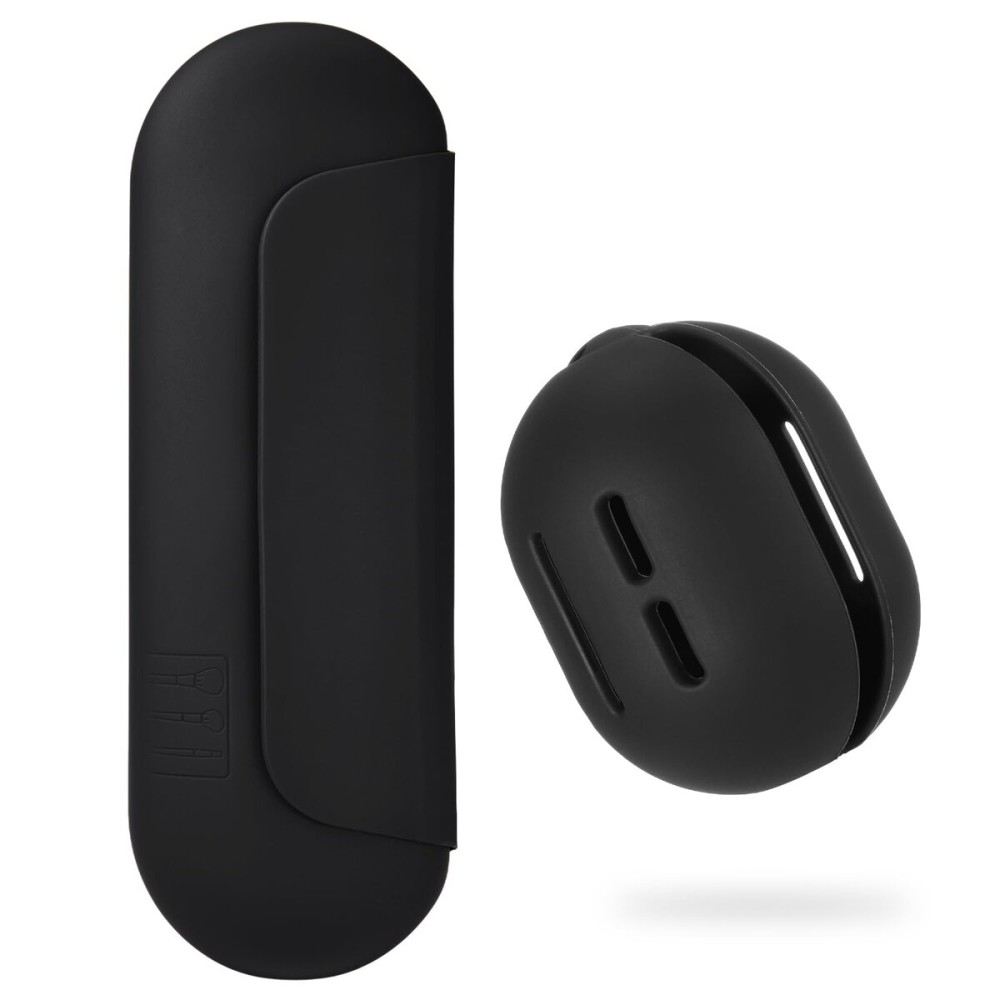 AGIKET 2 IN 1 Silicone Makeup Brush Holder with Beauty Make Up Sponge Holder CaseSoft Portable Cosmetic Face Brushes Holder with Upgrade Anti-Fall Out Magnetic Closure - Black