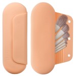 AGIKET Silicone Makeup Brush Holder Travel Cosmetic BagSoft Portable Cosmetic Face Brushes Holder with Upgrade Anti-Fall Out Magnetic Closure, Large Travel Makeup Brush Case - Melon