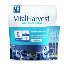 VitalHarvest 36 Sticks Electrolytes Powder Packets Sugar Free Hydration Packets Electrolyte Liquid Daily IV Drink Mix with White Peach, Low Sodium, 0 Calorie